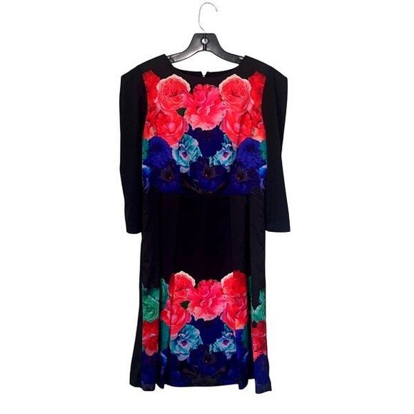 Wolf & Whistle Womens Floral 3/4‎ Sleeve Pleated Dress Multicolor Size 6 NWT - Picture 2 of 11